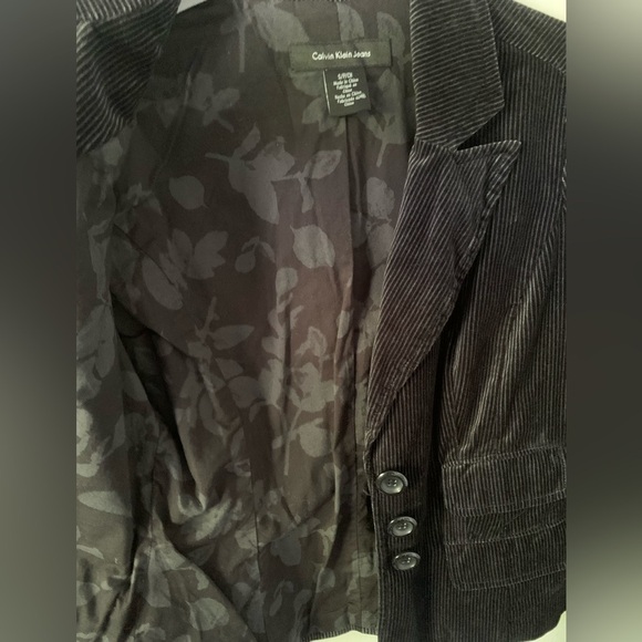 Calvin Klein Jeans Womens Black Corduroy Wide Wale Blazer Jacket Size Small - Picture 10 of 10